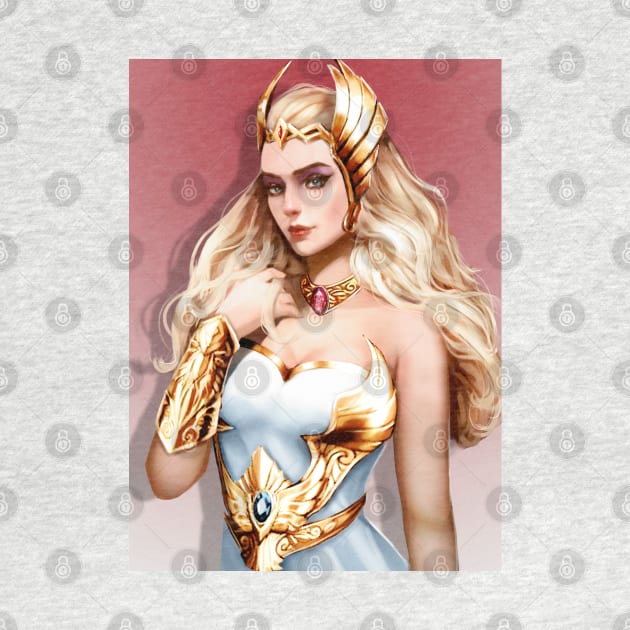 She-Ra with Broskull Necklace Character Art with BG V.2 by CastleBroskull